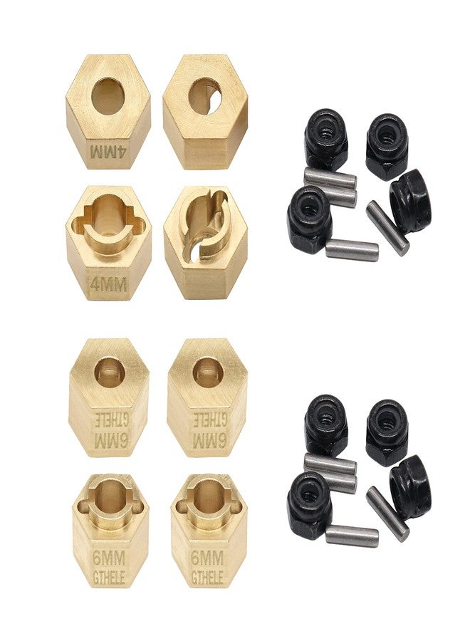 GTHELE Brass Wheel Hex Hub 4mm&6mm(+1.5mm) Extenders Adaptor Set&Lock Nuts for 1/18 TRX4M Upgrade Parts RC Crawler Car - Image 1